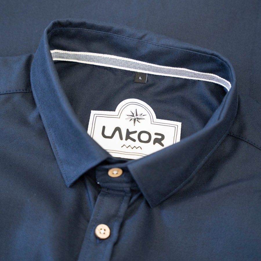 Mand LAKOR Skjorter | Oxford Short Sleeve Blueberry