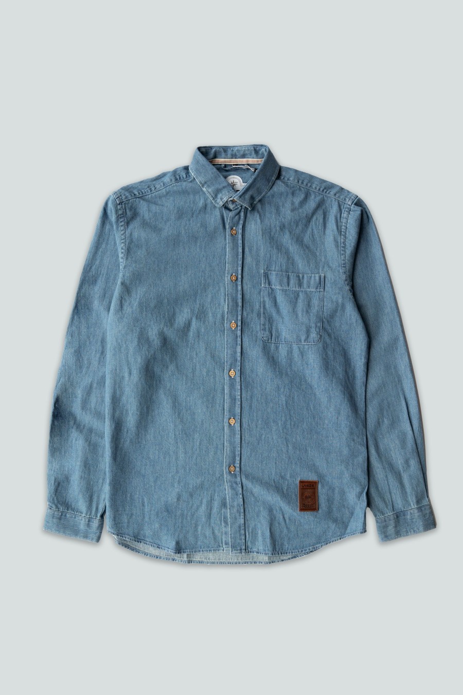Mand LAKOR Skjorter | Organic Denim Shirt Medium Blue