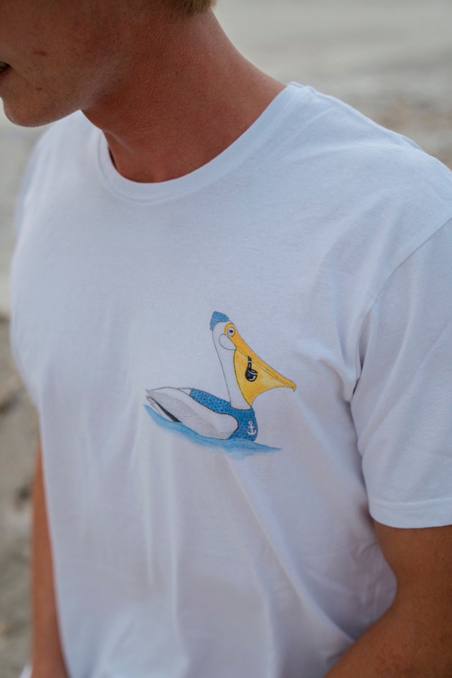 Mand LAKOR T-Shirts | Sailing Pelican T-Shirt White
