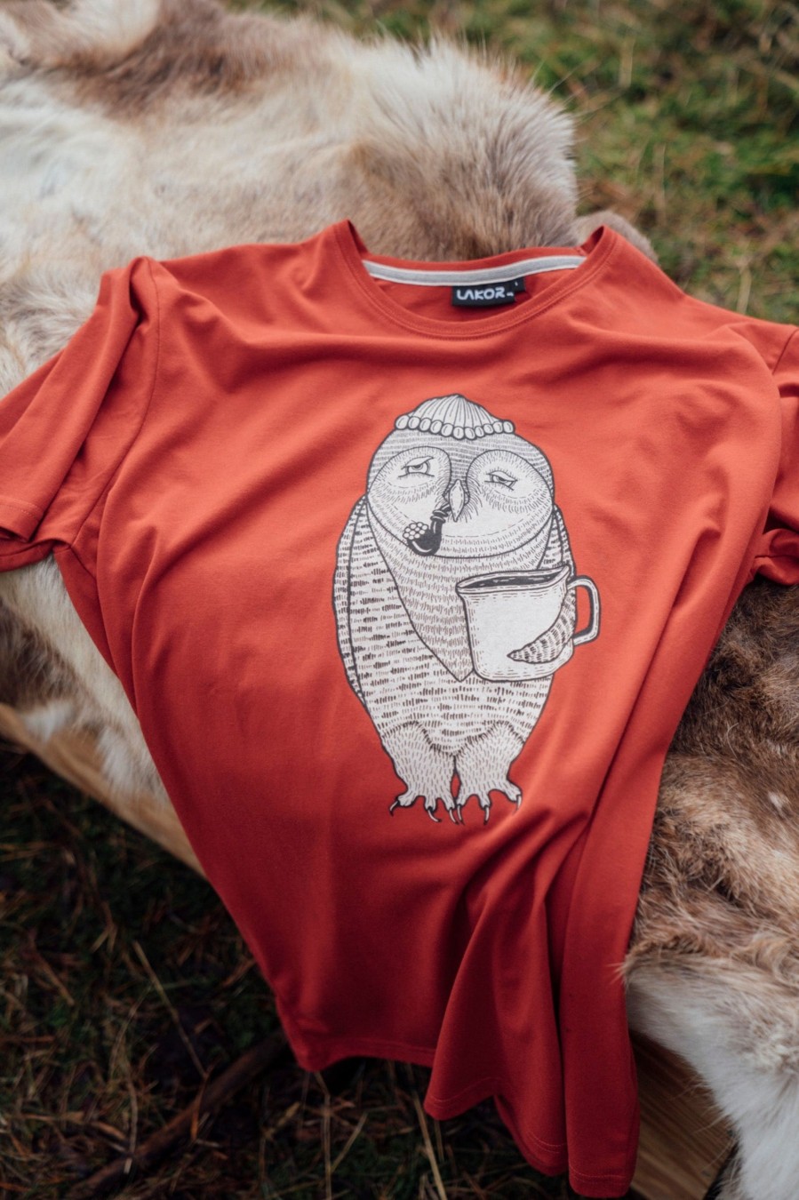 Mand LAKOR T-Shirts | Owl T-Shirt Dark Red
