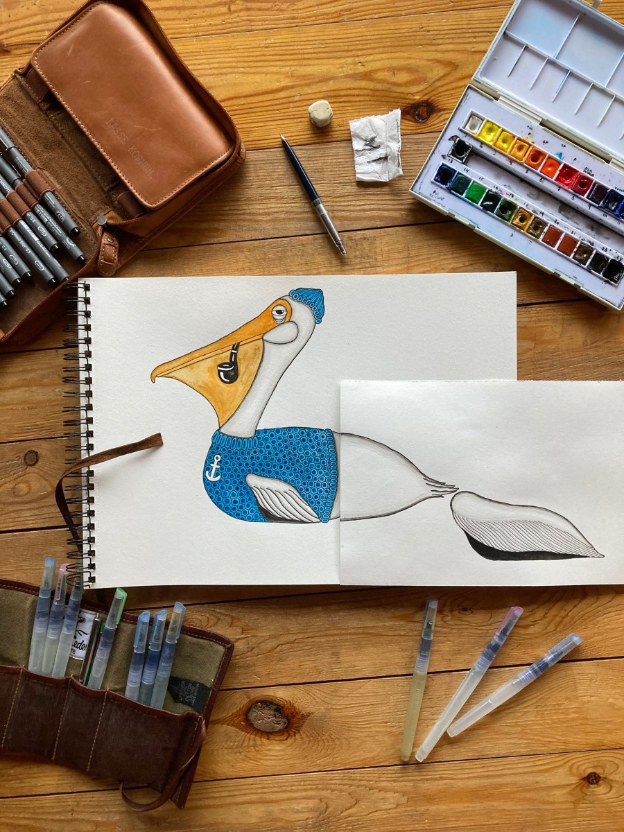 Mand LAKOR T-Shirts | Sailing Pelican T-Shirt Light Yellow