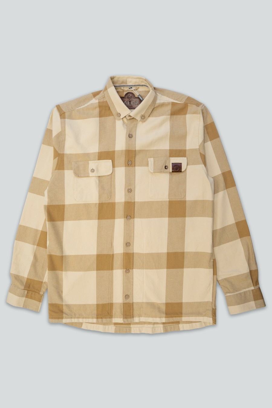 Mand LAKOR Skjorter | Recycled Work Shirt Light Brown