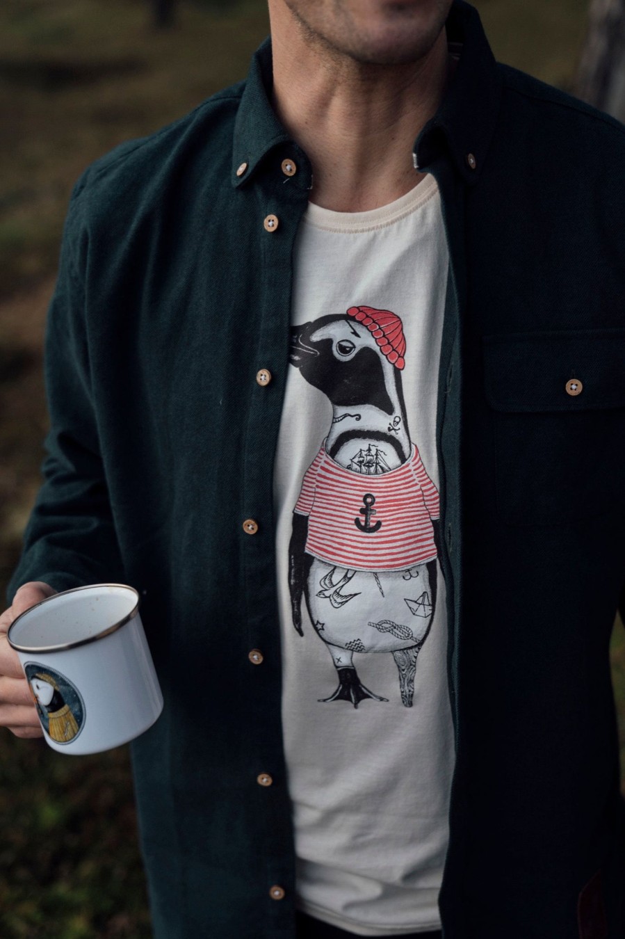 Mand LAKOR T-Shirts | African Penguin T-Shirt Off White
