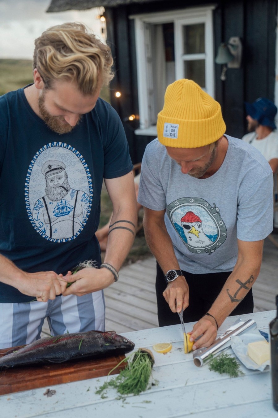 Mand LAKOR T-Shirts | Porthole T-Shirt Light Grey Melange