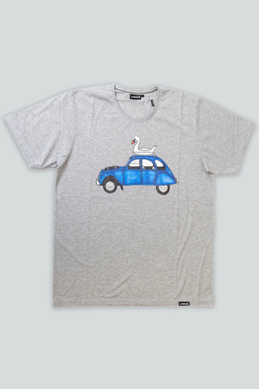 Mand LAKOR T-Shirts | Swan On Wheels T-Shirt Light Grey Melange