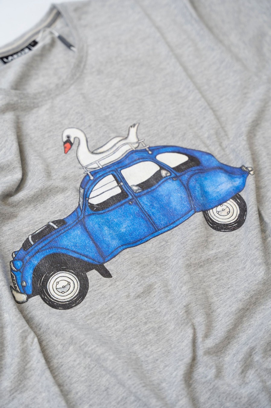 Mand LAKOR T-Shirts | Swan On Wheels T-Shirt Light Grey Melange