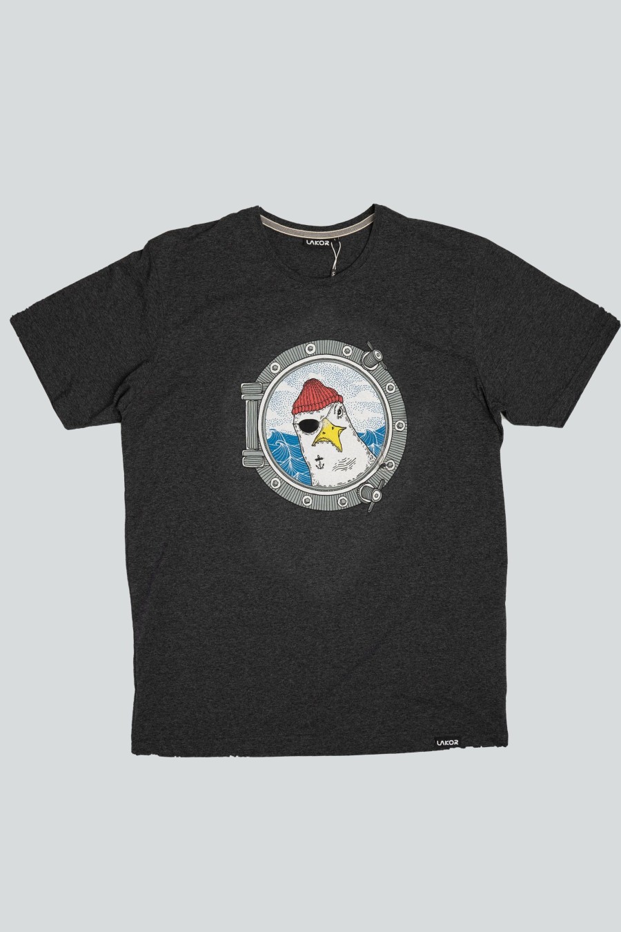 Mand LAKOR T-Shirts | Porthole T-Shirt Dark Grey Melange