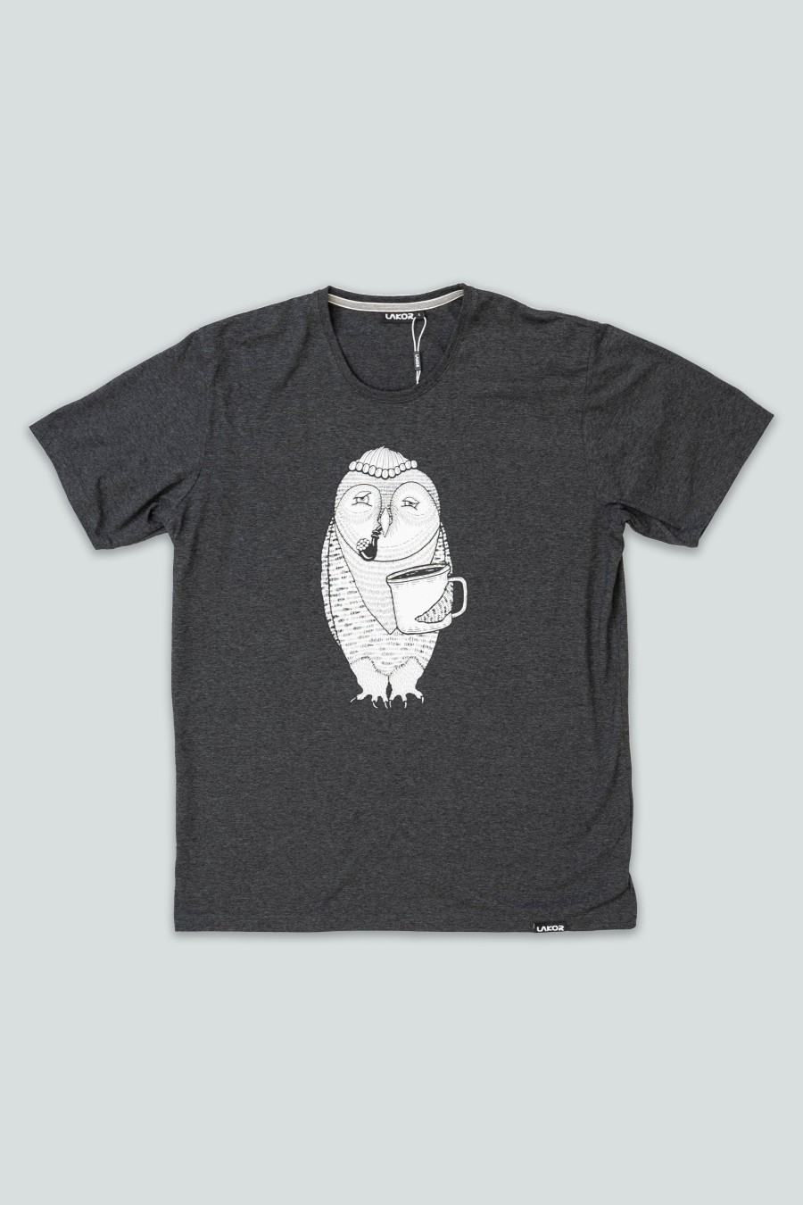 Mand LAKOR T-Shirts | Owl T-Shirt Dark Grey Melange